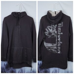 Timberland Men's Camo Graphic 1/4 Zip Hoodie Black Size Small